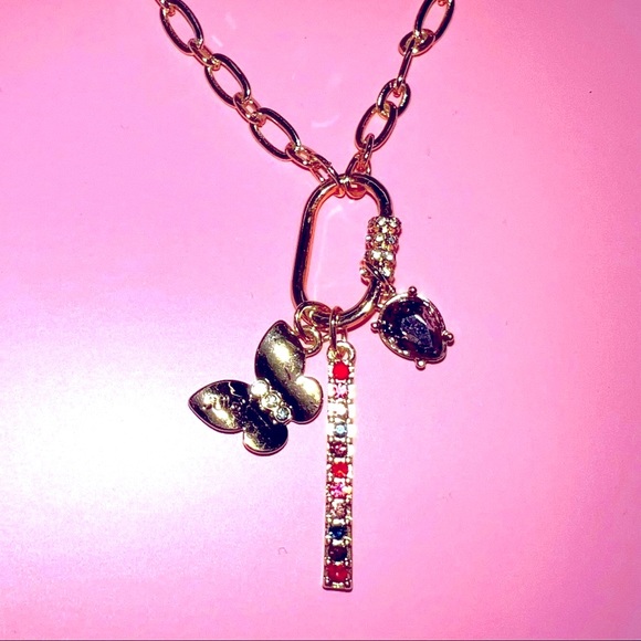 New Juicy Couture Charm Butterfly Gold Statement Necklace - Picture 4 of 7